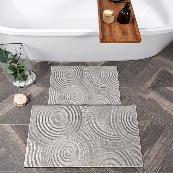 Gaiši pelēki vannas istabas paklājiņi (2 gab.) 60x100 cm – Foutastic-image-4