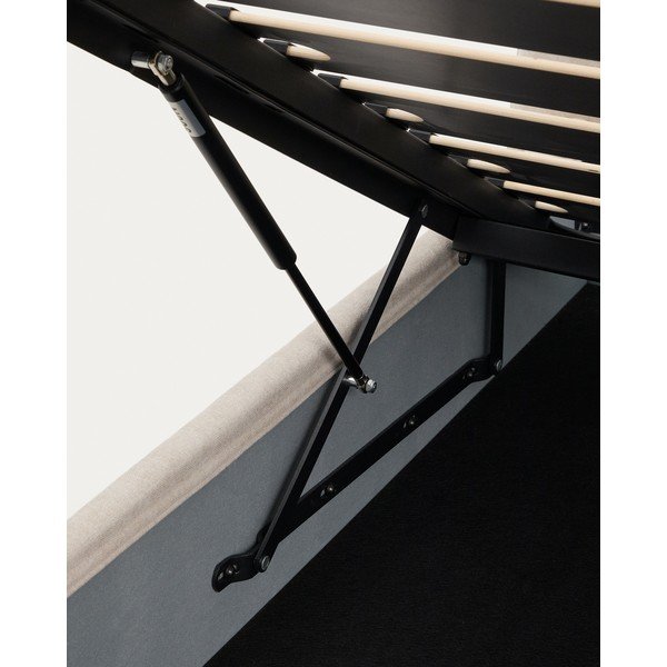 Bēša polsterēta divvietīga gulta no šenila ar veļas kasti ar redelēm 180x200 cm Dafra – Kave Home-image-3
