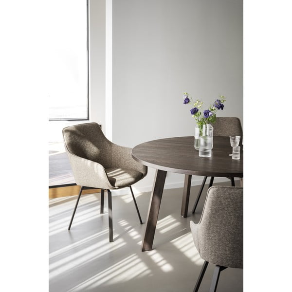 Tumši brūns apaļš izvelkams ēdamgalds ar ozolkoka imitāciju ø 130 cm Glenside – Rowico-image-2