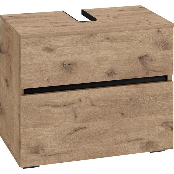 Dabīga toņa skapītis zem izlietnes ar ozolkoka imitāciju 60x55 cm Wisla – Støraa-image-2