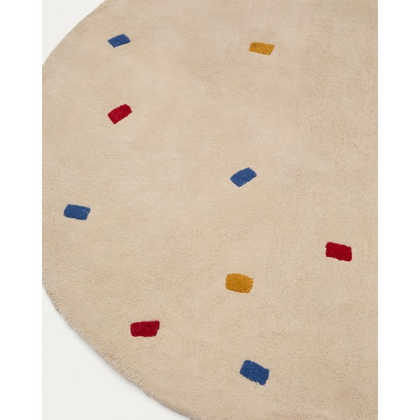 Krēmkrāsas kokvilnas bērnu paklājs ø120 cm Luli – Kave Home-image-3