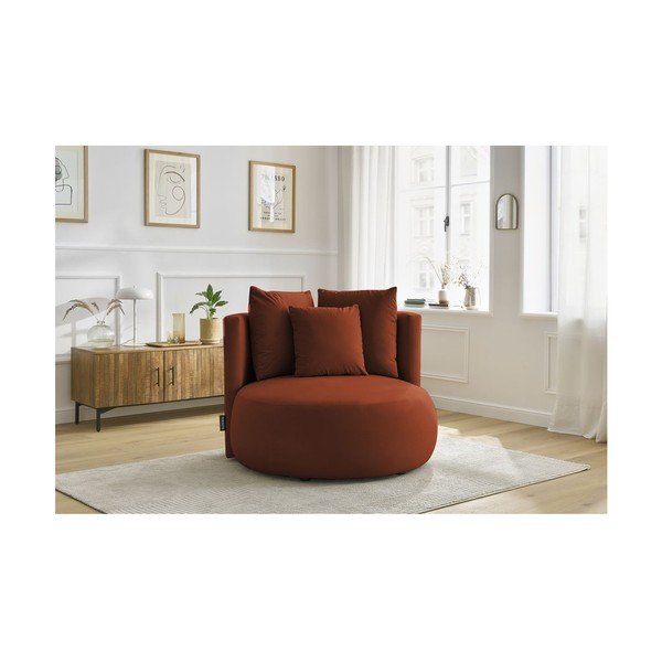 Oranžs samta atpūtas krēsls Cesar – Bobochic Paris-image-1