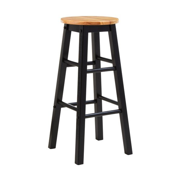Melna/dabīga toņa gumijkoka masīvkoka bāra taburete (sēdekļa augstums 74 cm) Chester – Premier Housewares