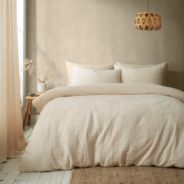 Bēša divguļamā gultas veļa 200x200 cm Muscat Waffle – Pineapple Elephant-image-2