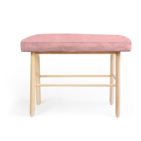 Priežu koka krēsls ar rozā samta Velvet Atelier pārklāju