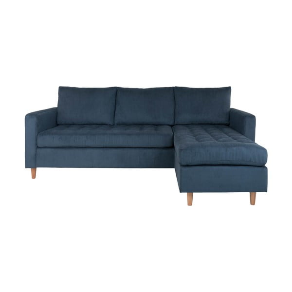 Tumši zils velvets divpusējs stūra dīvāns House Nordic Firenze-image-1