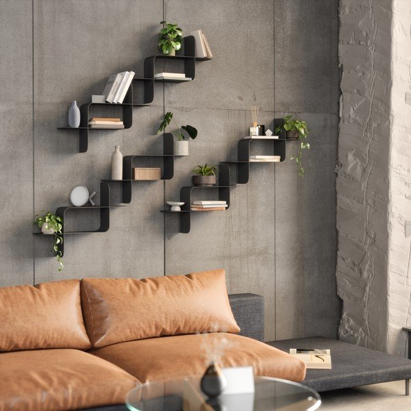 Matēti melni daudzlīmeņu tērauda sienas plaukti (2 gab.) 62 cm Montage – Umbra-image-3