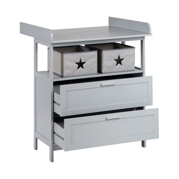 Pelēka bērnu kumode ar pārtinamo galdiņu 87x100x75 cm Hamburg – Roba-image-2