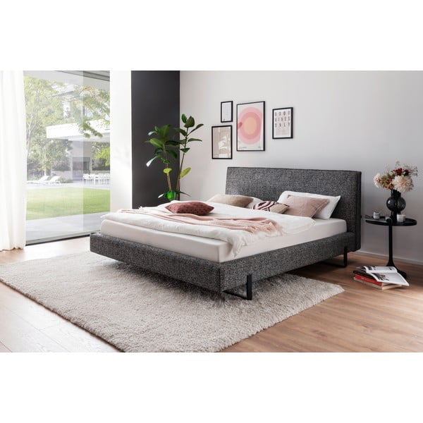 Pelēka polsterēta divvietīga gulta bez režģa 180x200 cm La Gomera – Meise Möbel-image-1