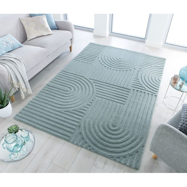 Tirkīzzils ar rokām darināts vilnas paklājs 200x290 cm Zen Garden – Flair Rugs-image-1
