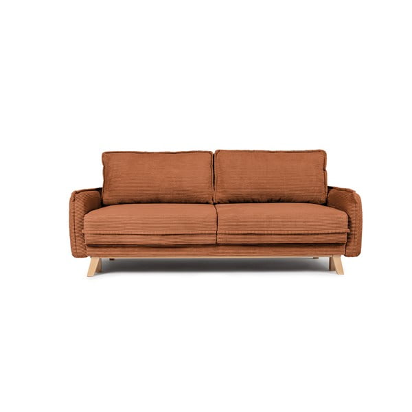 Oranžs velveta izvelkams dīvāns 218 cm Tori – Bonami Selection