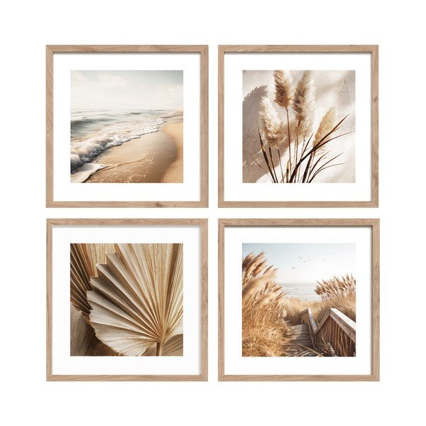 Drukātas gleznas (4 gab.) ar rāmi 30x30 cm Boho Dreams – Styler