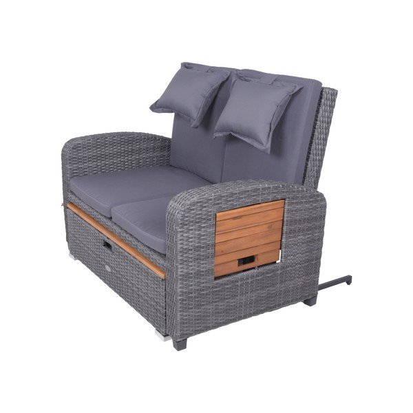 Pelēks mākslīgās rotangpalmas dārza dīvāns Bari – Garden Pleasure