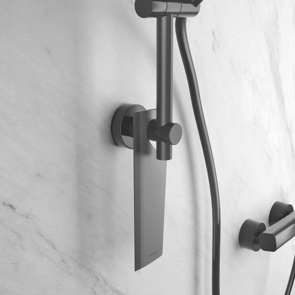 Matēti melns tērauda pašlīmējošs vannas istabas plaukts Lava – Metaltex-image-1