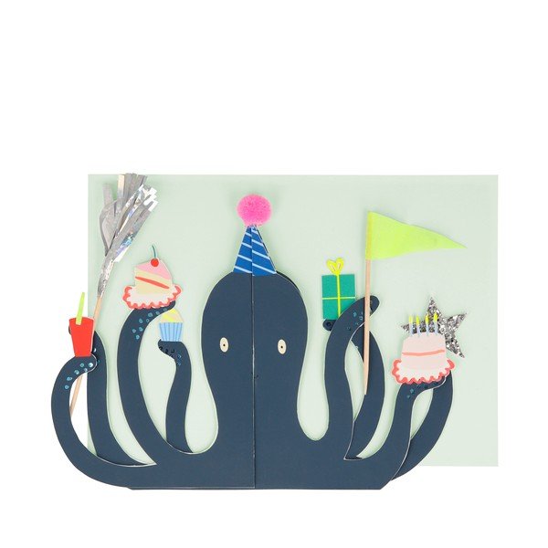 Apsveikumu kartīte Party Octopus – Meri Meri-image-1