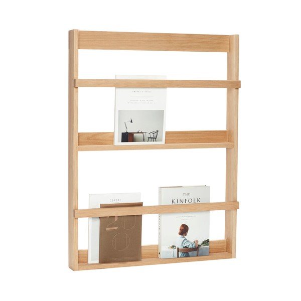 Dabīga toņa daudzlīmeņu/bildēm ozola masīvkoka sienas plaukts 74 cm Display – Hübsch-image-2