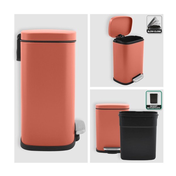 Terakotas oranža tērauda atkritumu tvertne ar pedāli 5 l   Akira – Spirella-image-2