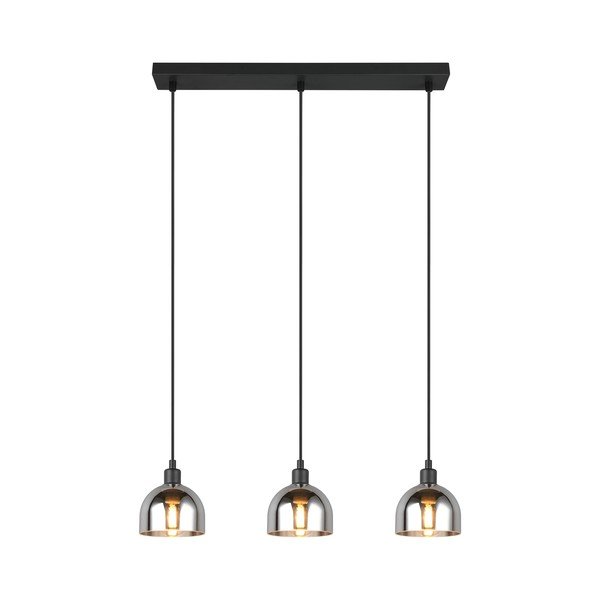 Melna/sudraba krāsas piekaramā lampa ar stikla abažūru Molly – Reality-image-1