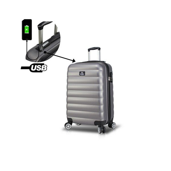 Pelēks vidējs čemodāns ar USB portu My Valice COLORS RESSNO Medium Suitcase-image-2