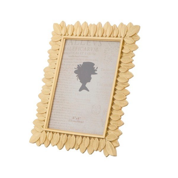 Dzeltens fotorāmis sveķu rāmī Mauro Ferretti Glam Leaves, 15 x 20 cm