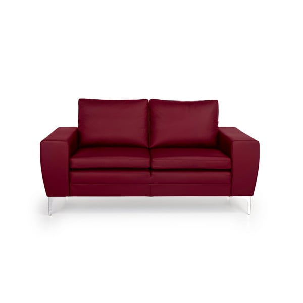 Sarkans ādas dīvāns Scandic Twigo, 166 cm