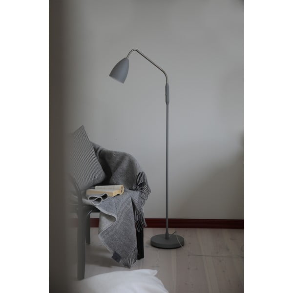 Pelēka LED stāvlampa ar regulējamu spilgtumu un metāla abažūru (augstums 140 cm) Patro – Markslöjd-image-2