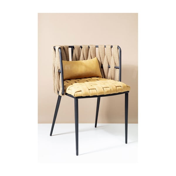 4 dzelteno un melno krēslu komplekts ar spilvenu Kare Design Cheerio