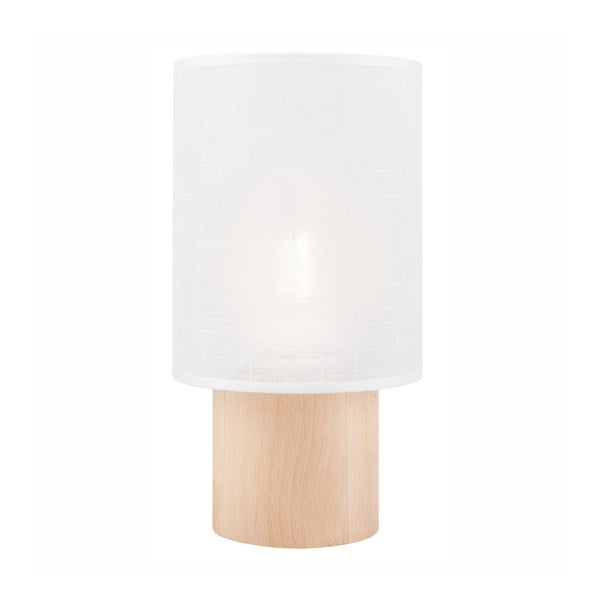 Balta/gaiši brūna galda lampa ar auduma abažūru (augstums 30 cm) Ari – LAMKUR