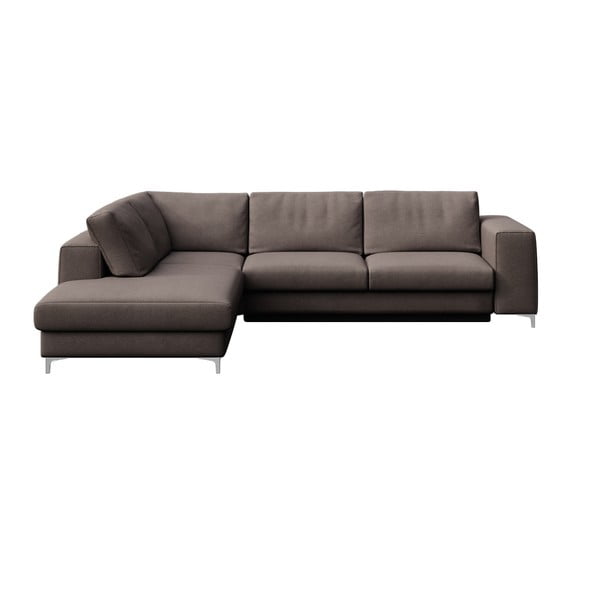 Pelēkbrūns samta salokāms stūra dīvāns ar uzglabāšanas vietu (ar kreiso stūri/L veida) Rene – Rodier