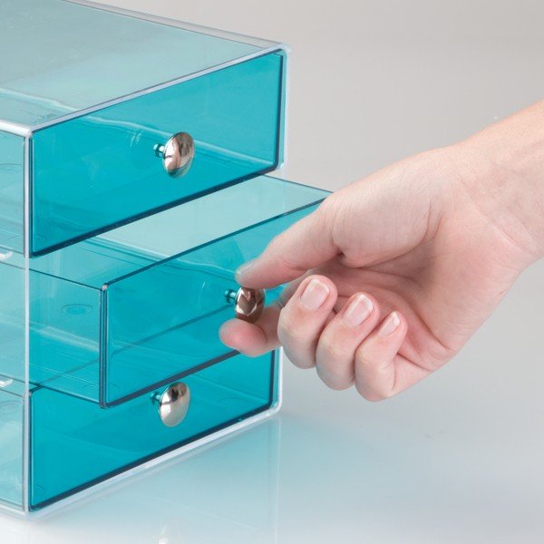 Zils 3 līmeņu organizators ar atvilktnēm iDesign, 16,5 x 16,5 cm-image-3