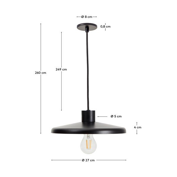 Melna piekaramā lampa ar metāla abažūru Nuvira – Kave Home-image-4