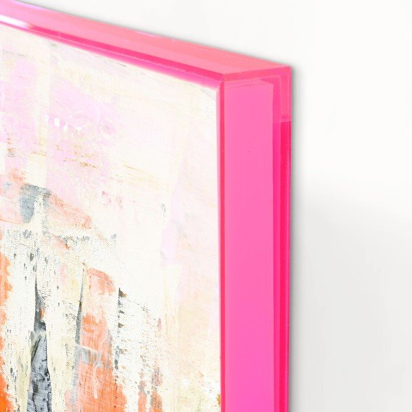 Drukātas gleznas uz audekla ar rokām krāsotiem elementiem (2 gab.) 41,5x41,5 cm New Age Pink – Malerifabrikken-image-2