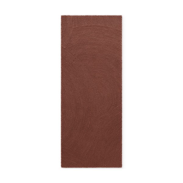Ķieģeļu sarkans ar rokām darināts vilnas celiņa paklājs 80x300 cm Calmio – Hanse Home-image-4