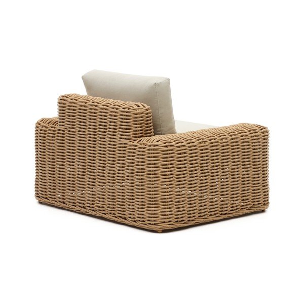 Krēmkrāsas dārza krēsls no mākslīgās rotangpalmas Portlligat – Kave Home-image-3