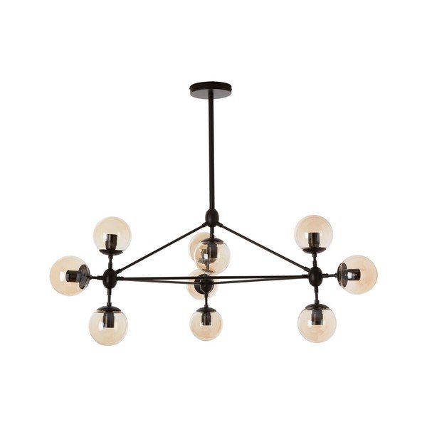 Melna metāla piekaramā lampa ar stikla abažūru Abira – Premier Housewares-image-2