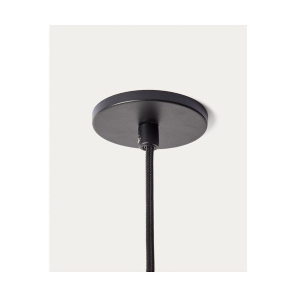 Balta/melna metāla piekaramā lampa ar stikla abažūru ø 26 cm Idela – Kave Home-image-4