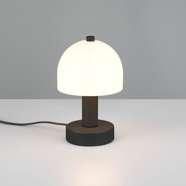 Melnbalta galda lampa ar stikla abažūru (augstums 19 cm) Glenn – Reality-image-1