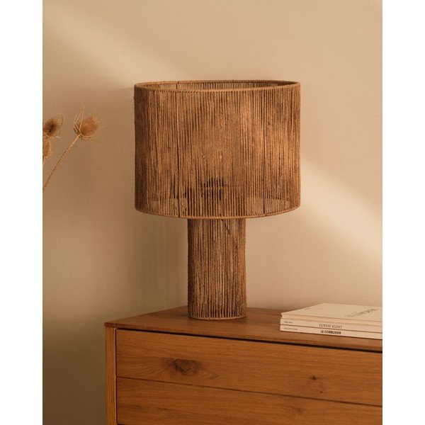 Dabīga toņa galda lampa ar džutas abažūru (augstums 54 cm) Pontos – Kave Home-image-1