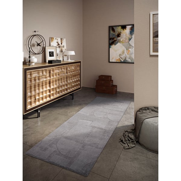 Pelēks ar rokām darināts vilnas celiņa paklājs 80x250 cm Alexis – Villeroy&Boch-image-1