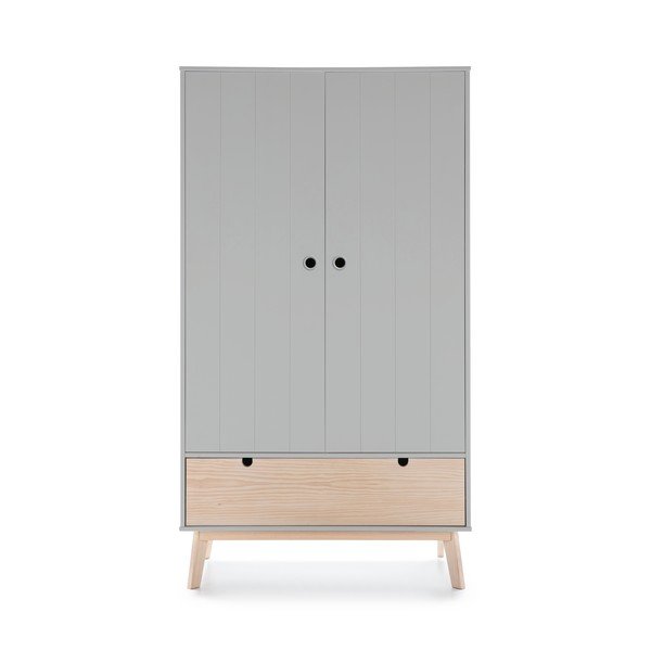 Pelēks bērnu skapis ar priedes koka kājām Marckeric Kiara-image-2