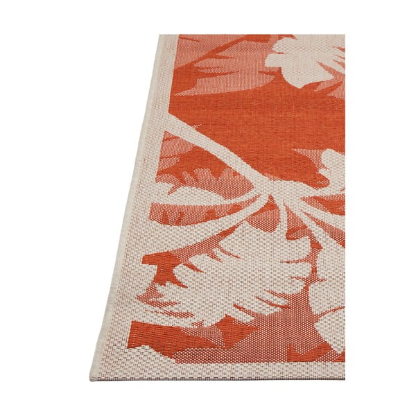 Oranžs un bēšs āra paklājs Floorita Palms, 135 x 190 cm-image-1