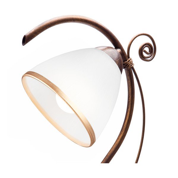 Balta/brūna galda lampa ar stikla abažūru (augstums 39 cm) Retro Ii – LAMKUR-image-2