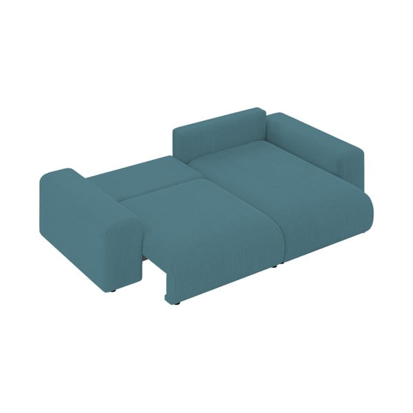 Tirkīzzils velveta salokāms stūra dīvāns ar uzglabāšanas vietu Luma – Ropez-image-4