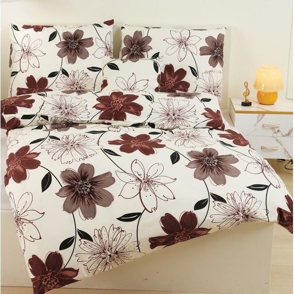 Brūna/krēmkrāsas mikrosatīna gultas veļa (6 daļas) 140x200 cm Scarlet – My House-image-3