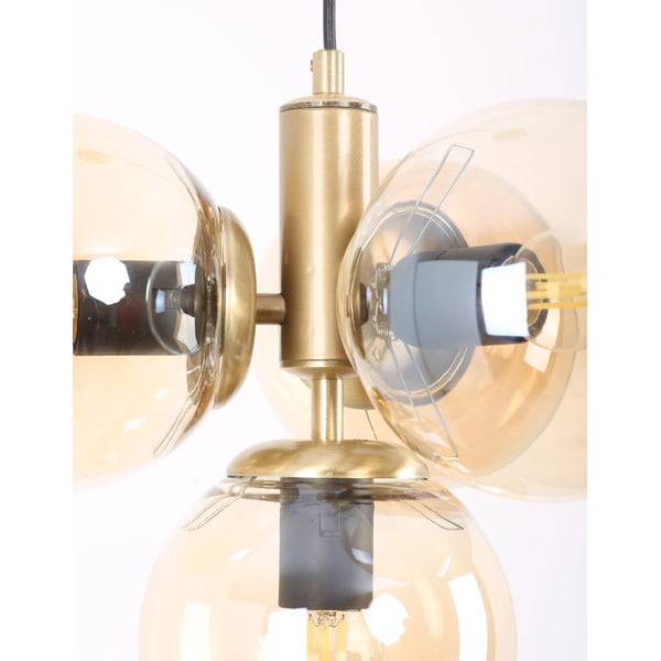 Dzeltena/zelta krāsas piekaramā lampa ar stikla abažūru ø 15 cm Hector – Squid Lighting-image-2