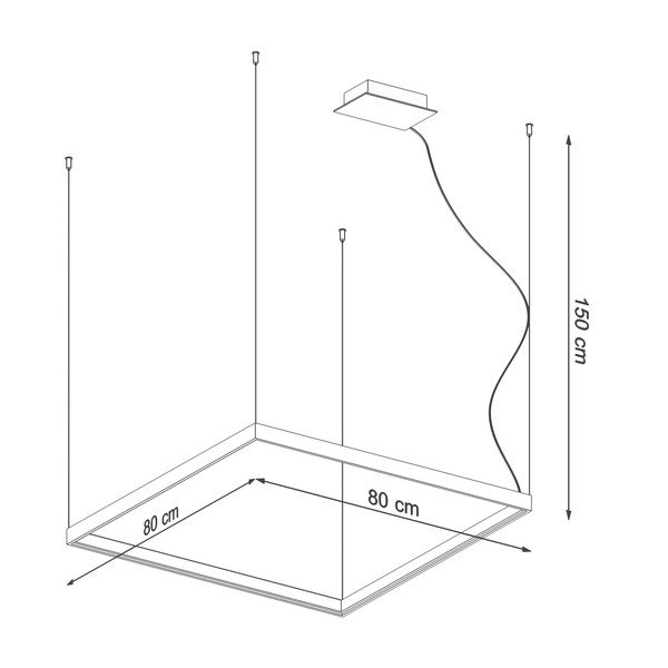 Melna LED piekaramā lampa 80x80 cm Aura – Sollux-image-2