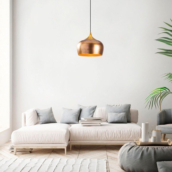 Zelta krāsas piekaramā lampa ar metāla abažūru ø 30 cm Berceste – Opviq lights-image-1