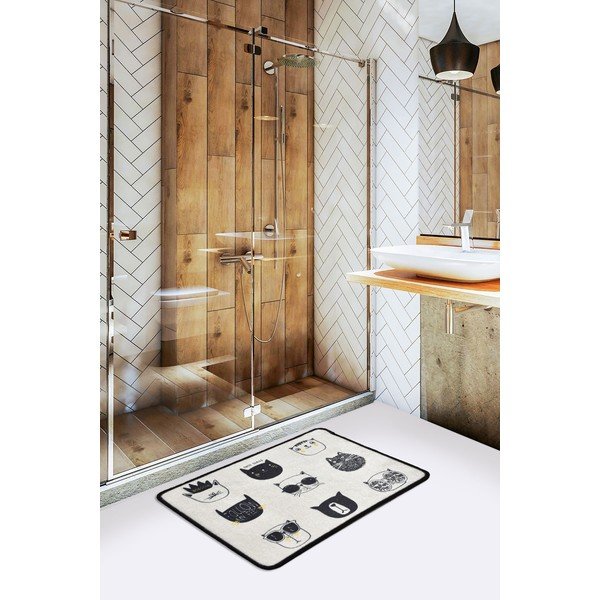 Melns/bēšs vannas istabas paklājiņš 40x60 cm Cutie – Foutastic-image-1