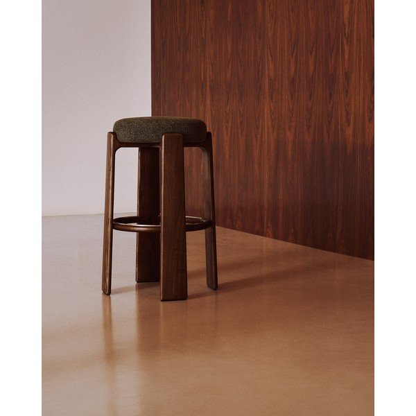 Zaļa/tumša dabīga toņa oša masīvkoka bāra taburete (sēdekļa augstums 75 cm) Granite – Kave Home-image-3