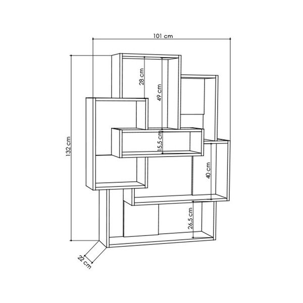 Balts grāmatu plaukts ar ozolkoka detaļām Barce White Oak-image-2